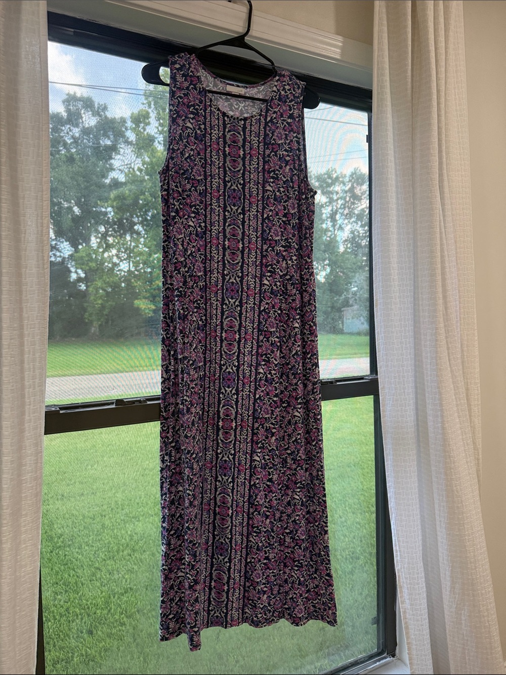 J. Jill Strapless Maxi Dress in Purple and Pink Floral
